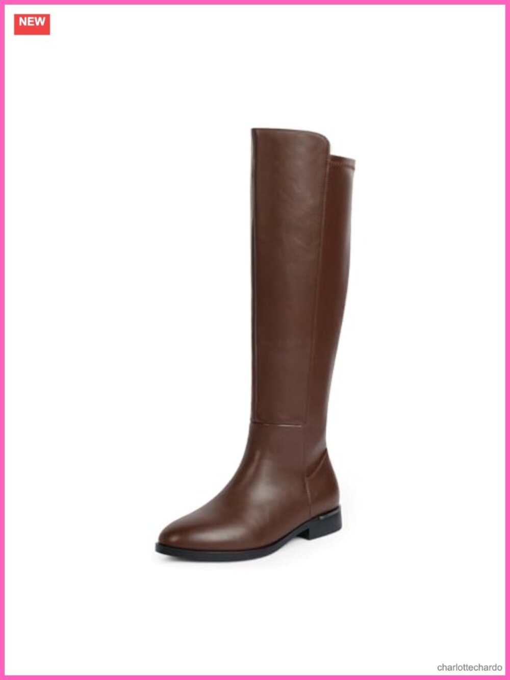 Rounded Toe Stretchy Knee High Boots Side Zipper Faux Leather
